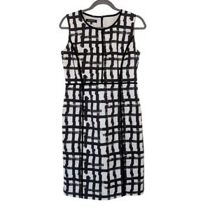Lafayette 148 New York Abstract Career Sheath Dress Sz 4